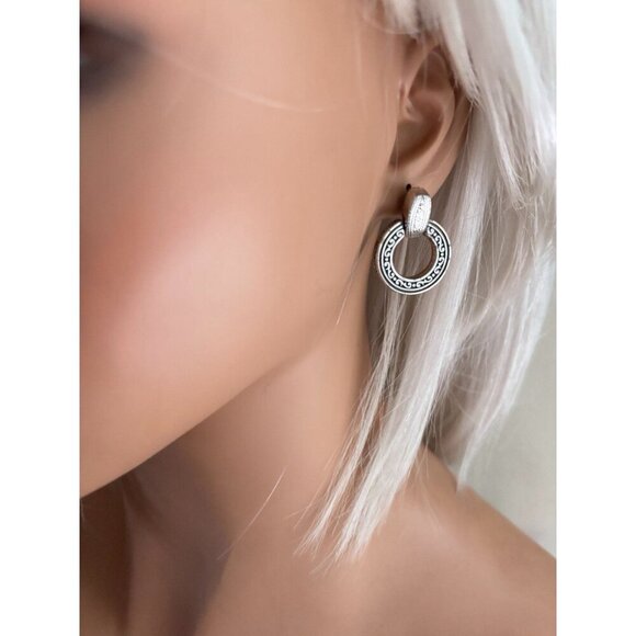 Beautiful Brighton Etched Open Circle Dangle Doorknocker earrings with post NWOT - Picture 6 of 6